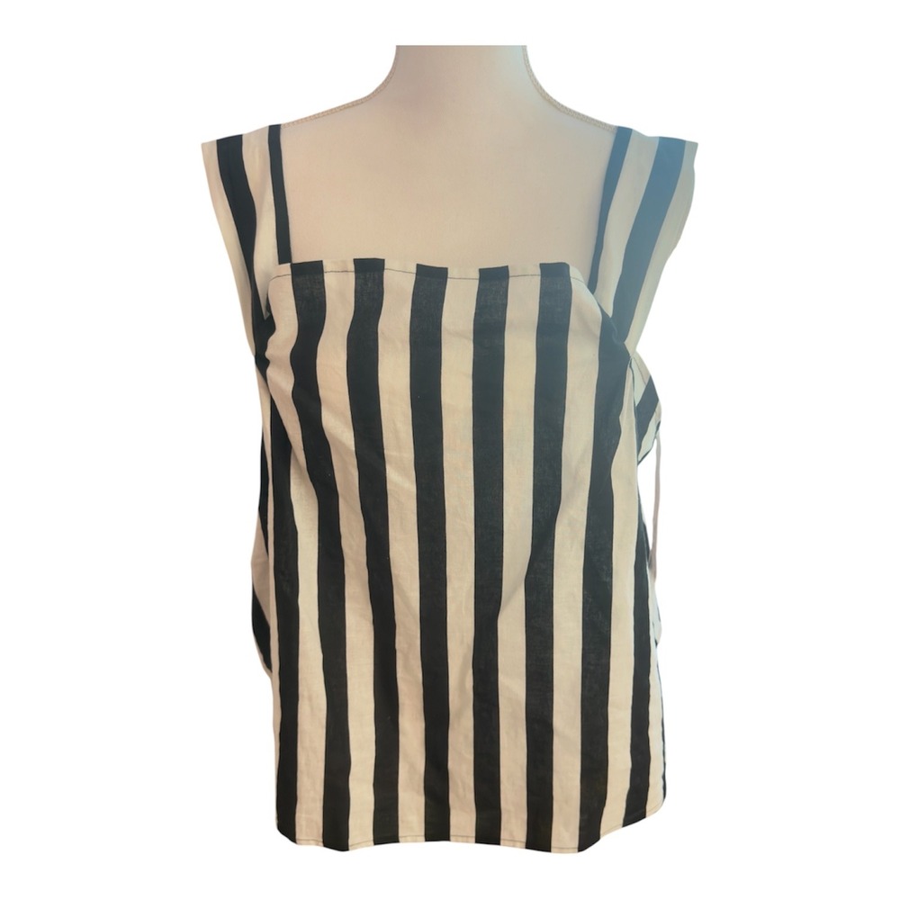 Ashley Stewart Black White Striped Linen Blend Tank Top Plus Size 20 NWT Costal
